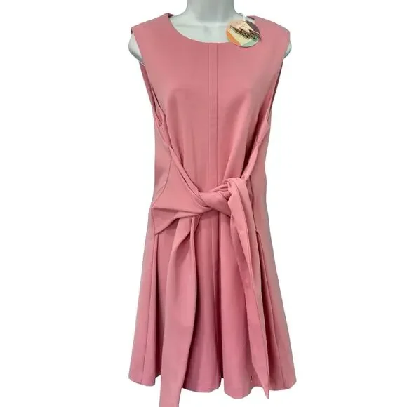 Ted Baker Pink Patron Front Tie Mini Sleeveless Dress size 5 / XL / 12 NEW Tags - Picture 1 of 16